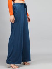 Kotty Women Blue Loose Fit High-Rise Parallel Trousers