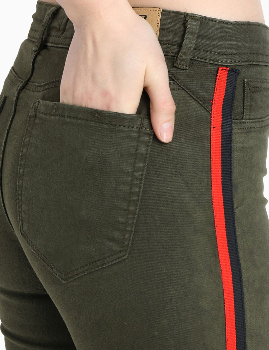 Kotty Women Olive Green Skinny Fit High-Rise Clean Look Jeans