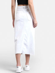 Kotty Women White Solid Straight Skirt 
