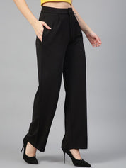 KOTTY BIZwear Women Relaxed Straight Fit High-Rise Easy Wash Parallel Trousers