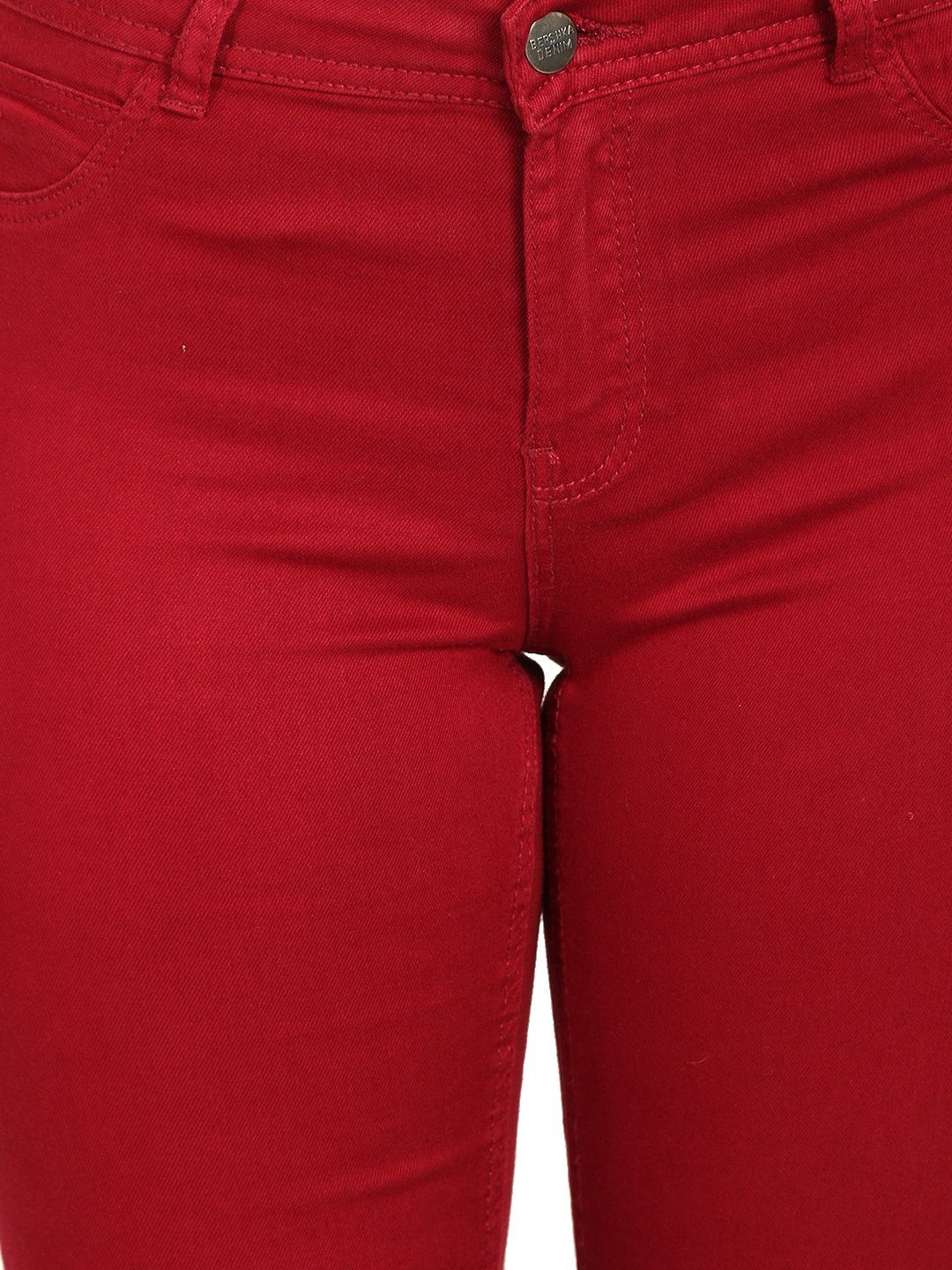 Kotty Women Maroon Skinny Fit High-Rise Clean Look Stretchable Jeans