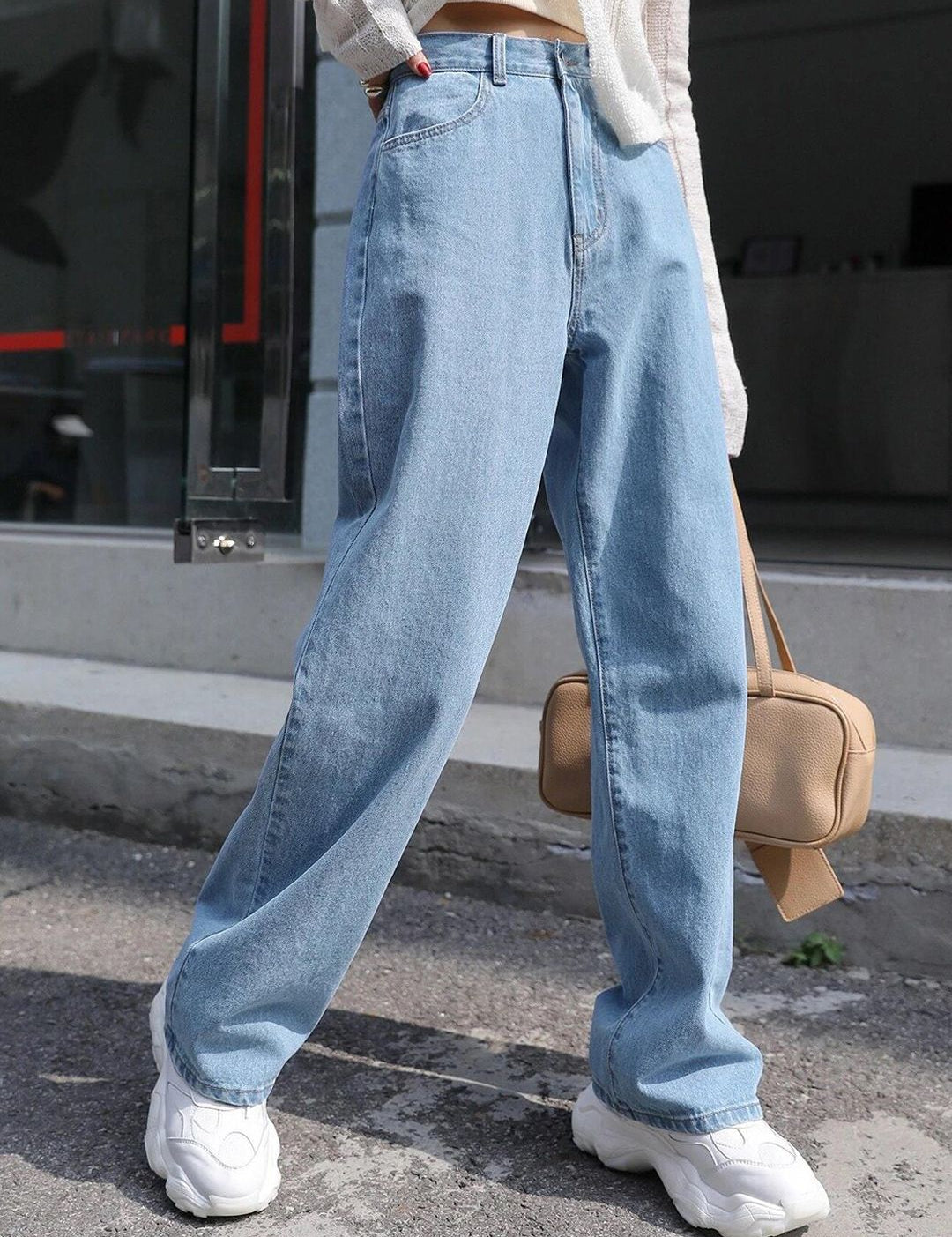 Kotty Women Jean Wide Leg High-Rise Light Fade Stretchable Jeans