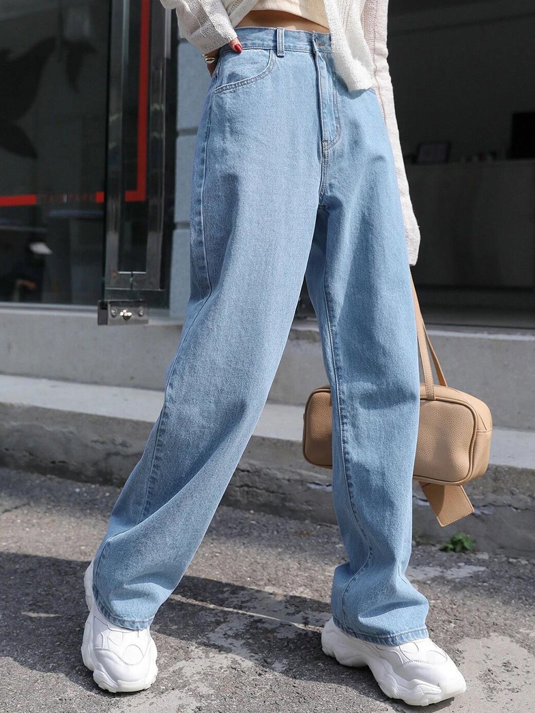 Kotty Women Jean Wide Leg High-Rise Light Fade Stretchable Jeans