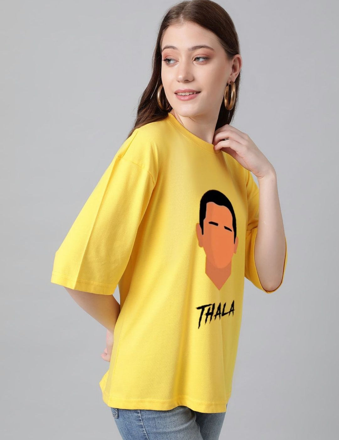 Kotty Women Graphic Printed Round Neck Cotton Oversized T-shirt