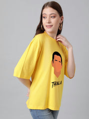 Kotty Women Graphic Printed Round Neck Cotton Oversized T-shirt