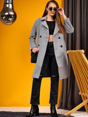 Kotty Women Solid Notched Lapel Single-Breasted Overcoat