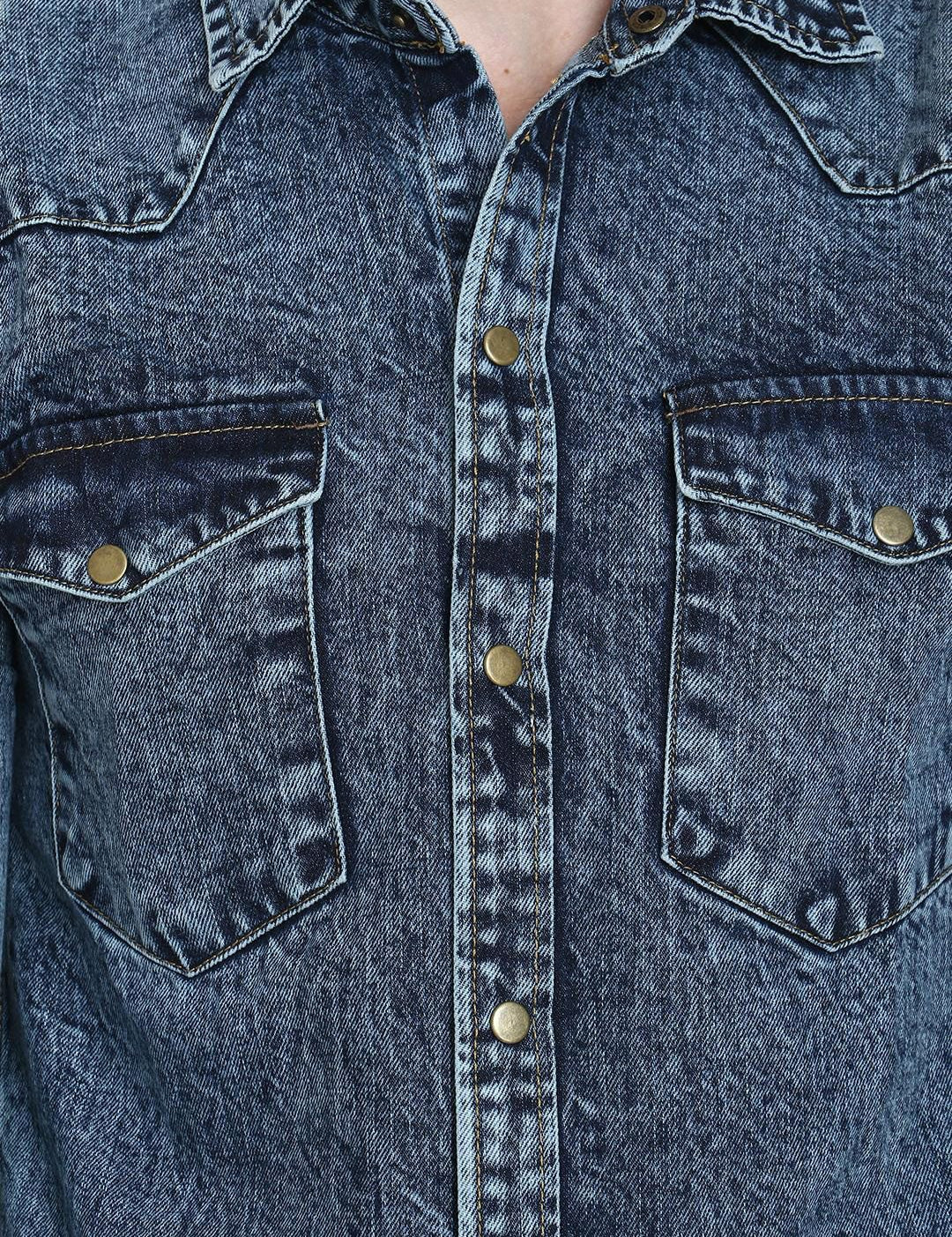 Kotty Men Blue Solid Denim Jacket