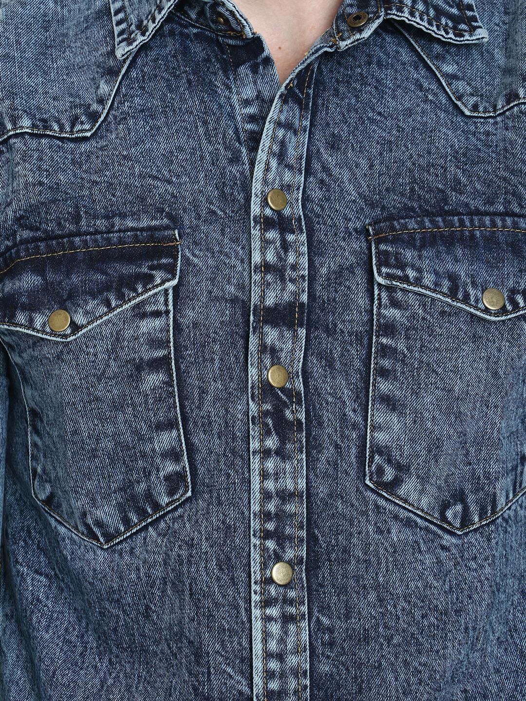 Kotty Men Blue Solid Denim Jacket