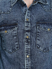 Kotty Men Blue Solid Denim Jacket