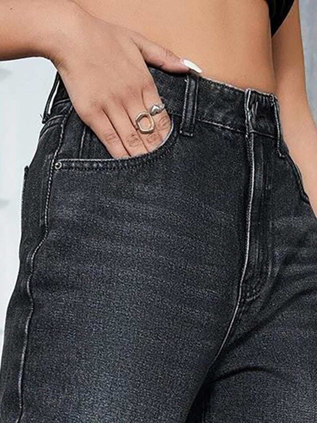 Kotty Women Jean Straight Fit High-Rise Clean Look Light Fade Stretchable Jeans