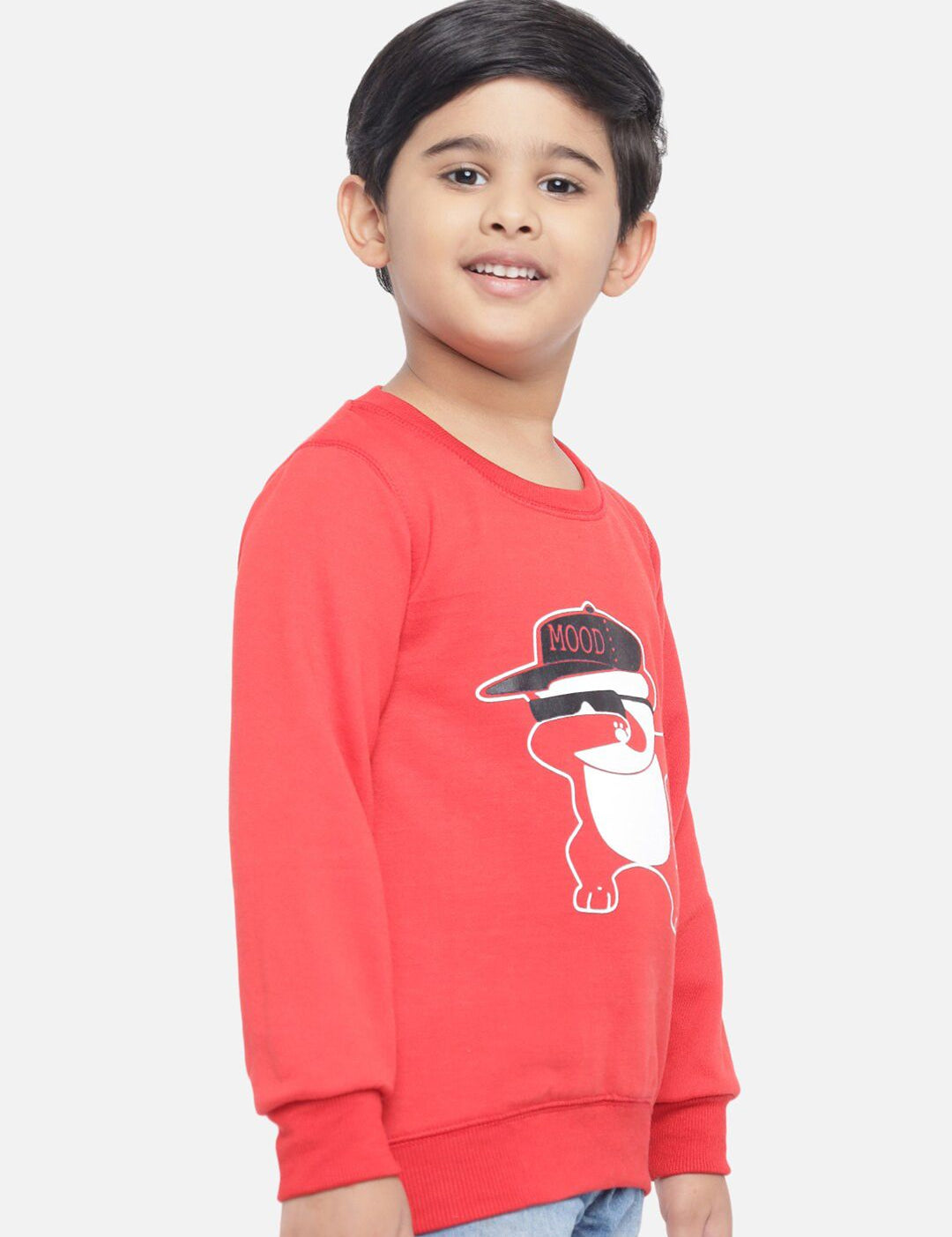 Kotty Boys Red Printed Fleece Sweatshirt