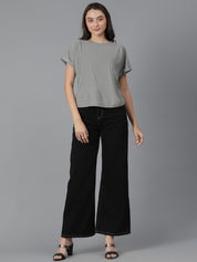 Kotty Round Neck Extended Sleeves Cotton T-shirt