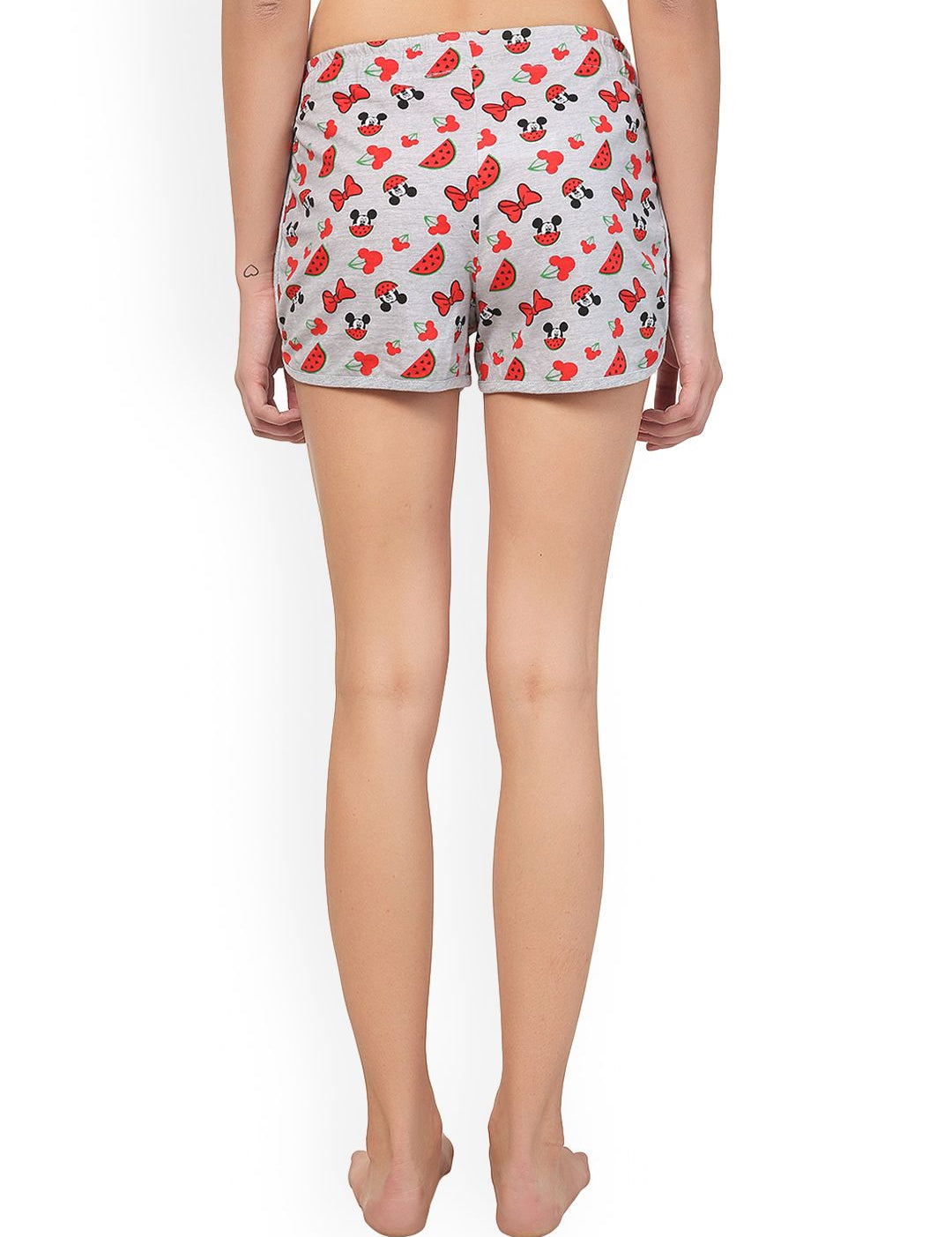 Kotty Women Grey & Red Graphic Printed Lounge Shorts