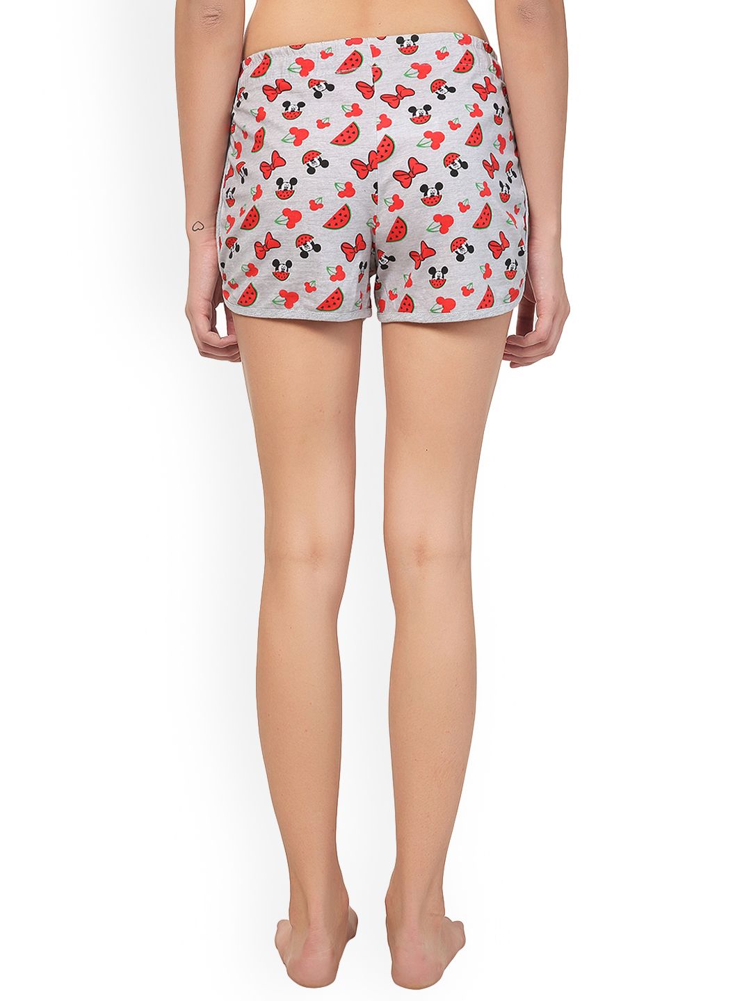 Kotty Women Grey & Red Graphic Printed Lounge Shorts