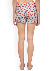 Kotty Women Grey & Red Graphic Printed Lounge Shorts