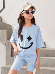 Kotty Girls Graphic Printed Round Neck Cotton Oversized T-shirt