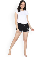 Kotty Women Black Solid Lounge Shorts KTTSLEEPSHORTS205