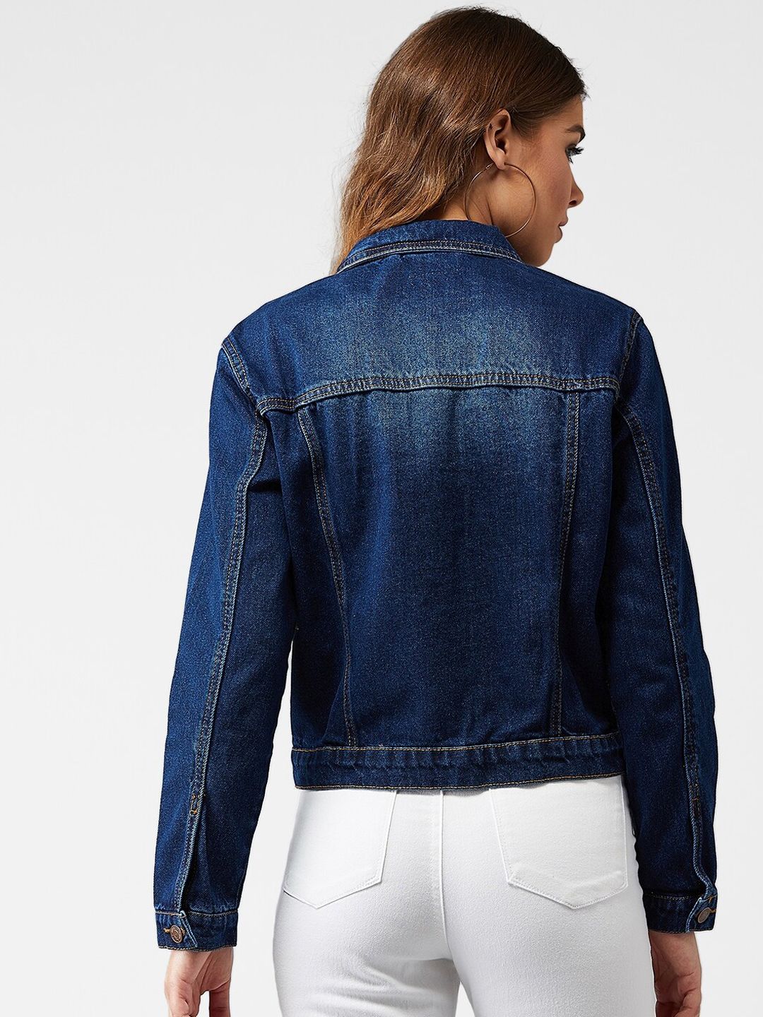 Kotty Women Blue Solid Denim Jacket
