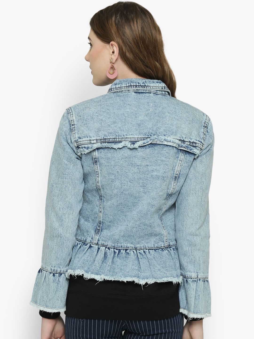 Kotty Women Blue Solid Denim Jacket