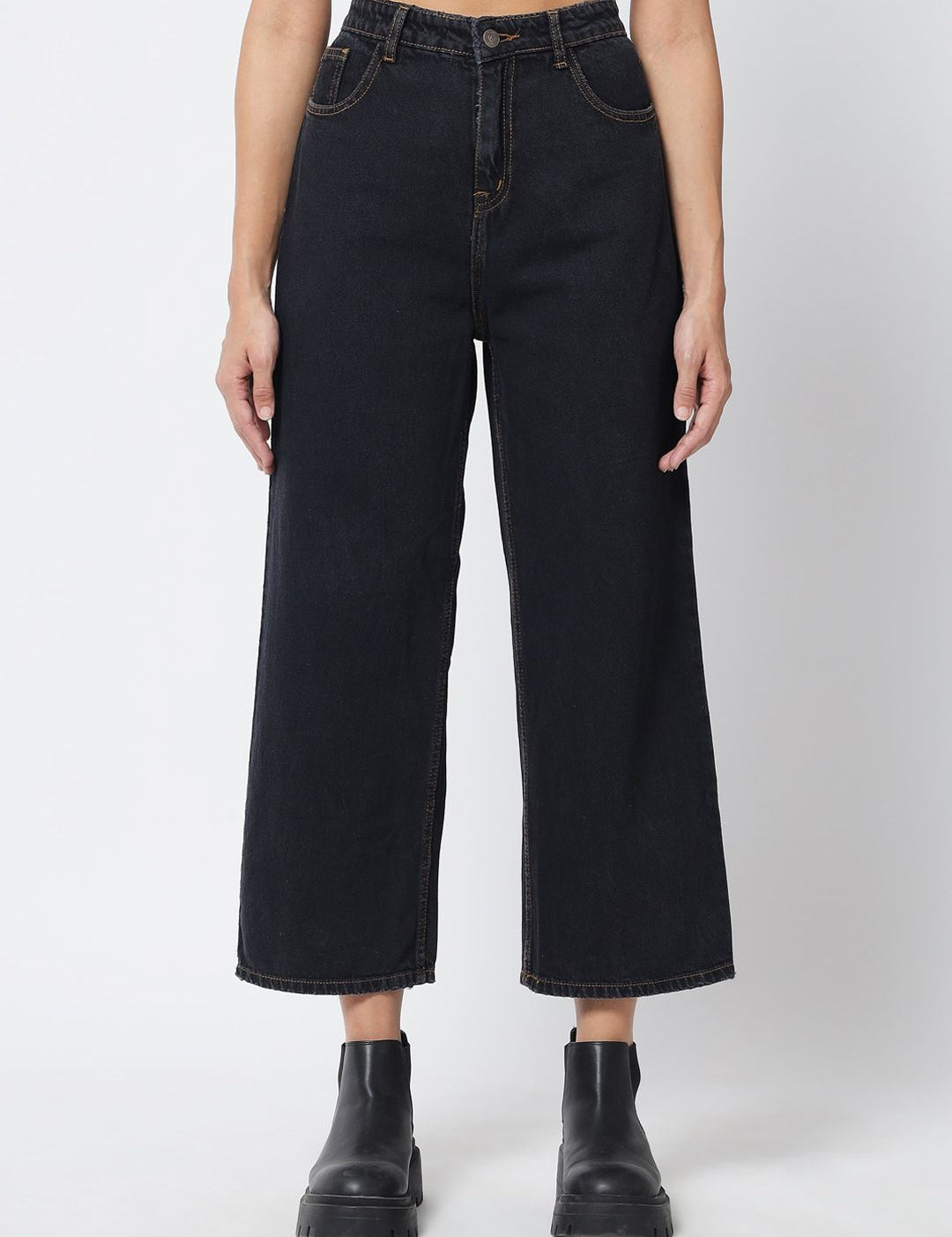 Kotty Women Black Jean Wide Leg High-Rise Stretchable Jeans