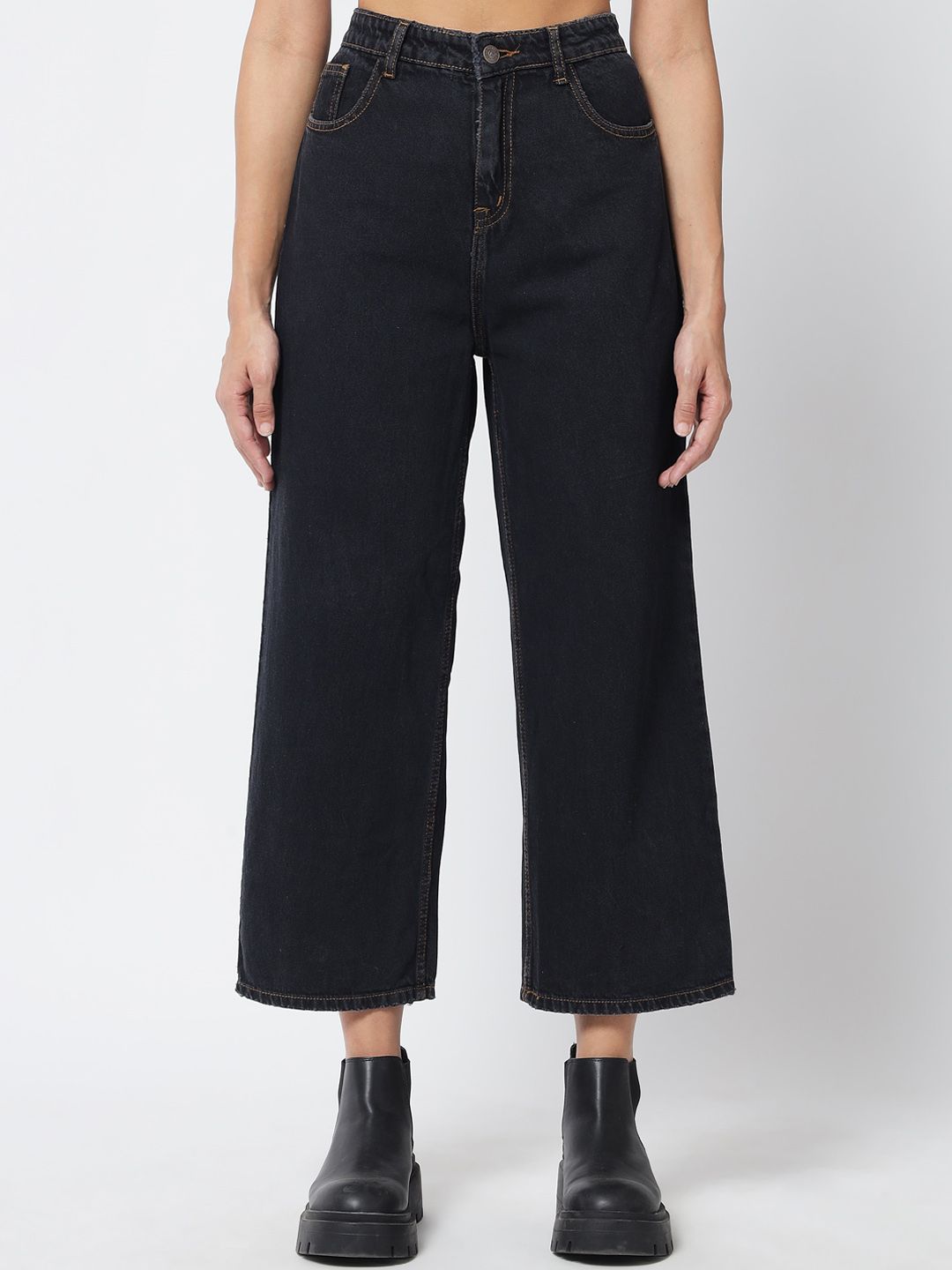 Kotty Women Black Jean Wide Leg High-Rise Stretchable Jeans