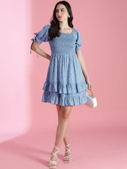 Kotty Women Floral Printed Puff Sleeve Fit & Flare Dress