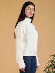 Kotty Women Cable Knit Turtle Neck Pullover Sweater