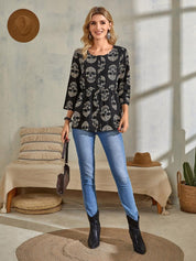 Kotty Women Printed Round Neck Crepe Top