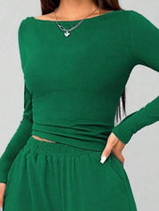 Kotty Women Boat Neck Top With Trousers Co-Ords