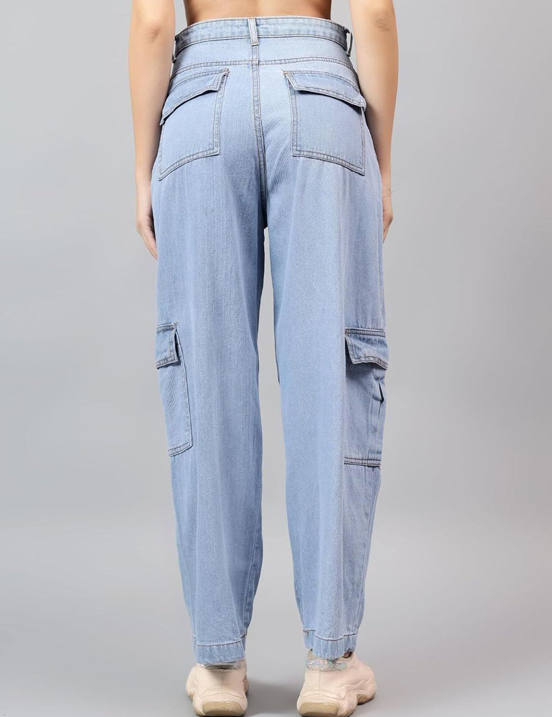 Kotty Women Wide Leg High-Rise Stretchable Cargos Style Jeans