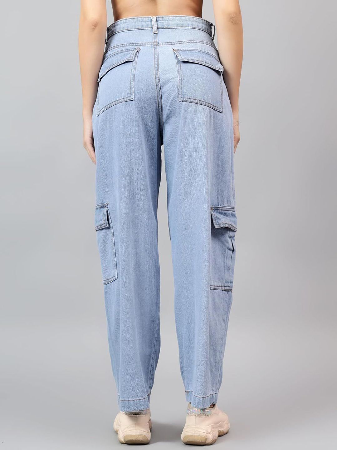 Kotty Women Wide Leg High-Rise Stretchable Cargos Style Jeans