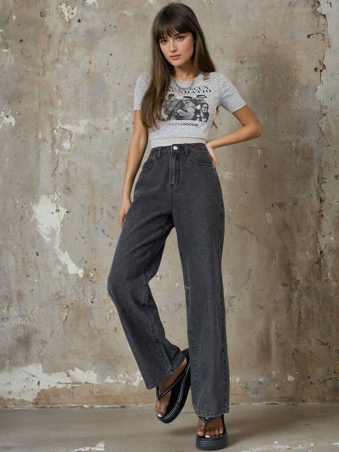 Kotty Women Cotton Straight Fit High-Rise Stretchable Jeans