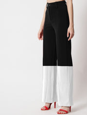 Kotty Women Colourblocked Relaxed Straight Leg Straight Fit High-Rise Easy Wash Trousers