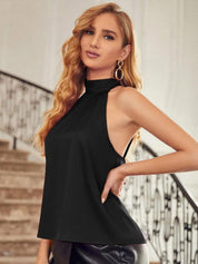 Kotty Women Halter Neck Sleeveless Satin Top