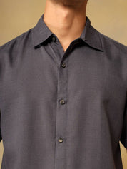 Kotty Men Comfort Fit Solid Spread Collar Linen Casual Shirt
