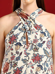 Kotty Print Halter Neck A-Line Dress