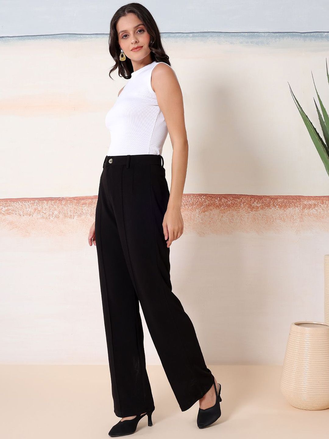 Kotty Round Neck Top With trousers Co-Ords