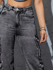 Kotty Women Jean Wide Leg High-Rise Heavy Fade Stretchable Jeans