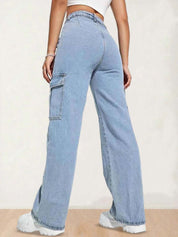 Kotty Women Regular Fit High-Rise Stretchable Cotton Cargo Jeans