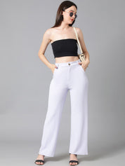 KOTTY BIZwear Women Purple Relaxed Straight Leg Straight Fit High-Rise Easy Wash Parallel Trousers