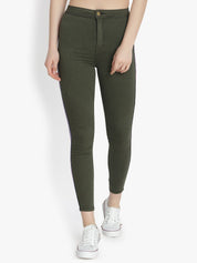 Kotty Women Olive Green Skinny Fit High-Rise Clean Look Stretchable Jeans