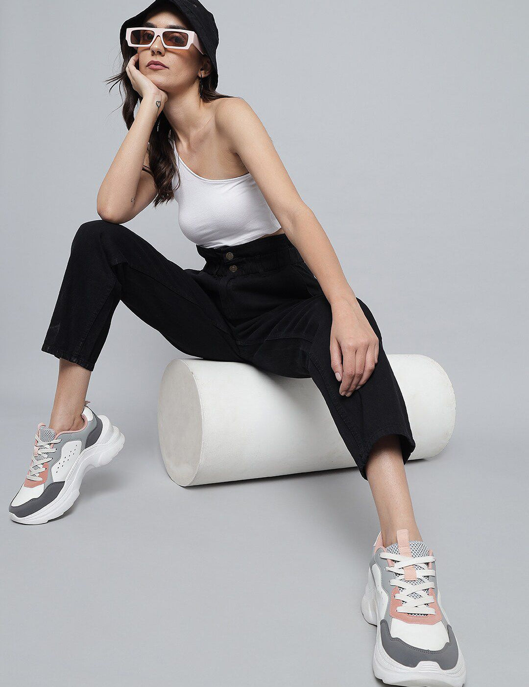 Kotty Women Black Jean Boyfriend Fit High-Rise Stretchable Jeans