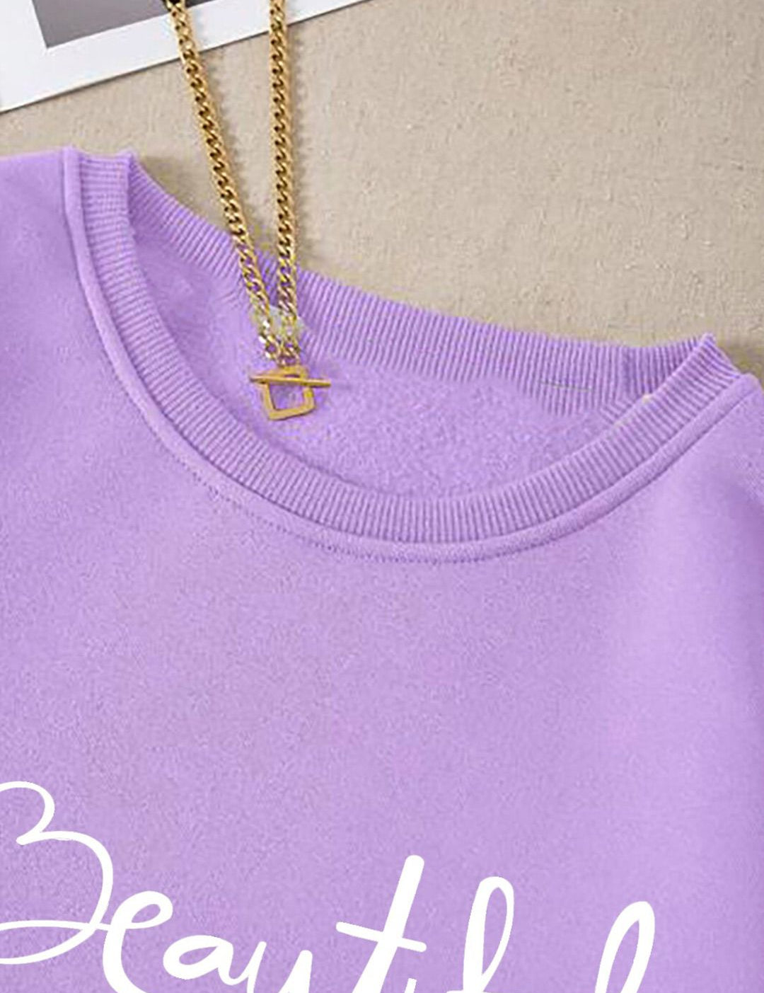 Kotty Purple Typography Printed Fleece Pullover