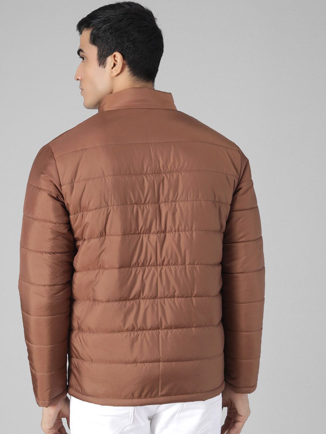 Kotty Men Brown & White Colourblocked Puffer Jacket