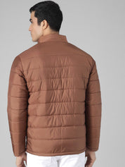 Kotty Men Brown & White Colourblocked Puffer Jacket