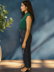 Kotty Women Wide-Leg High-Rise Mildly Distressed Stretchable Jeans