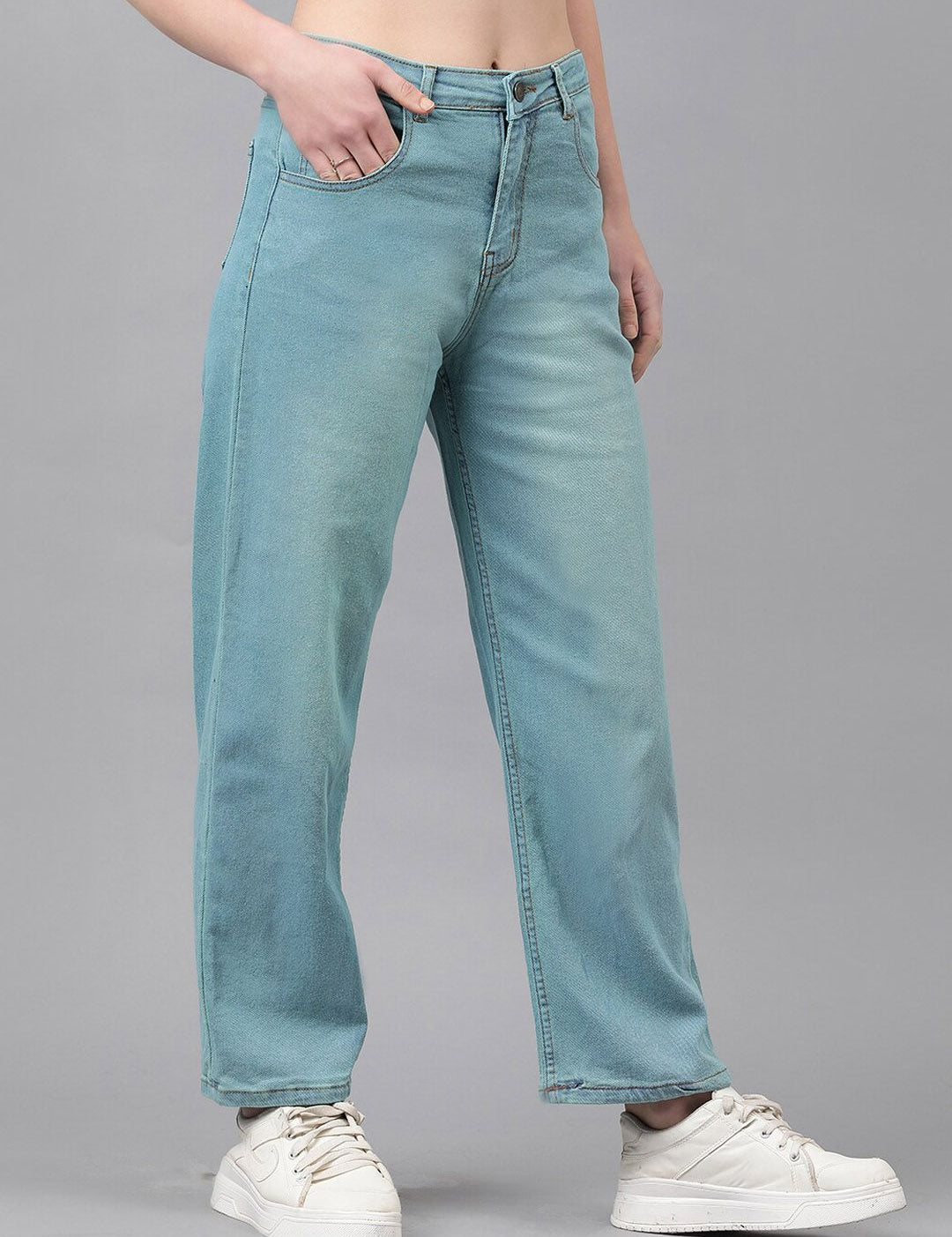 Kotty Women Blue Jean Straight Fit High-Rise Stretchable Jeans