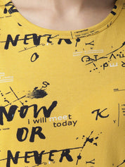 Kotty Women Yellow & Black Printed Night Suit