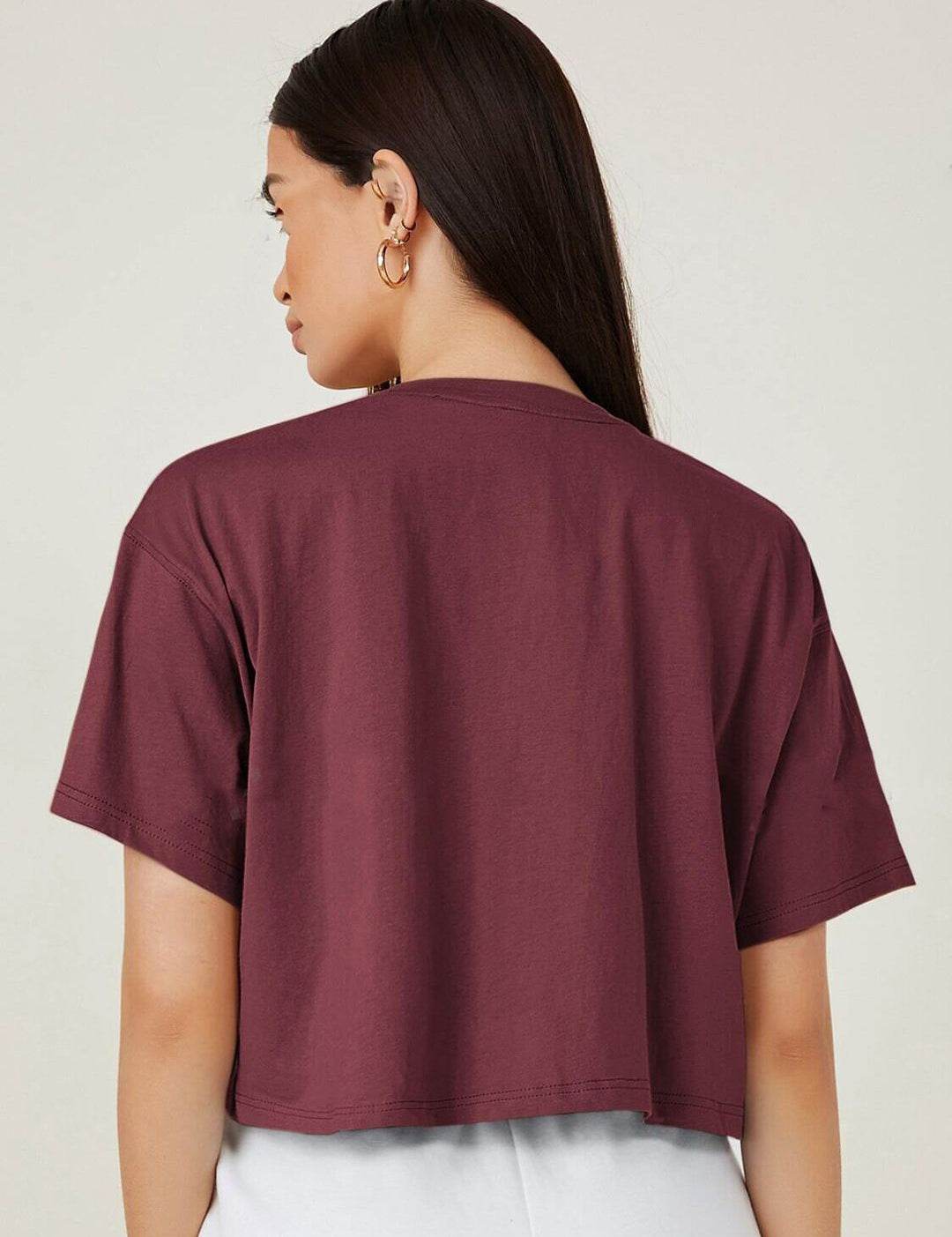 KOTTY Basics Round Neck Crop Oversized T-shirt