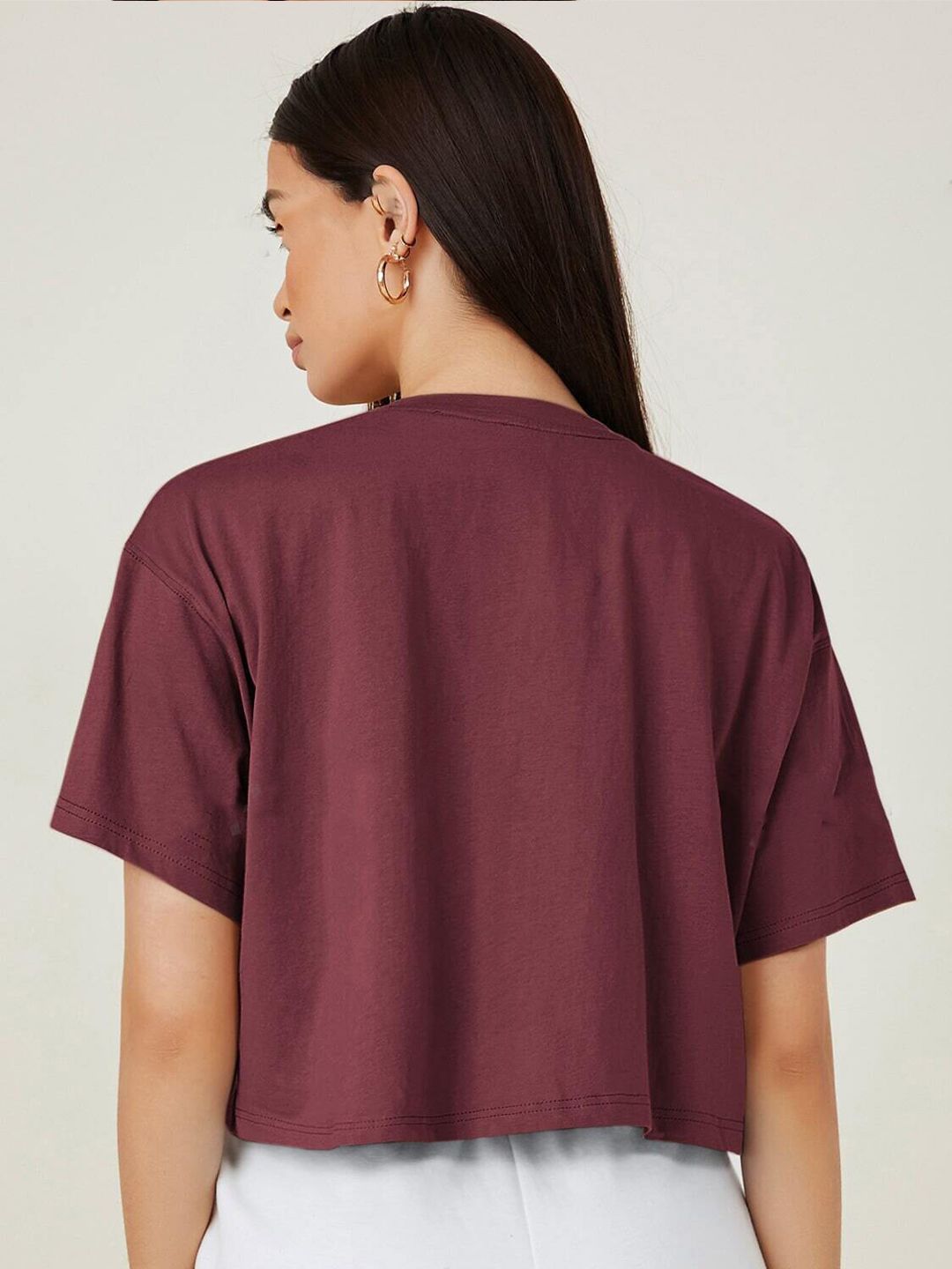 KOTTY Basics Round Neck Crop Oversized T-shirt